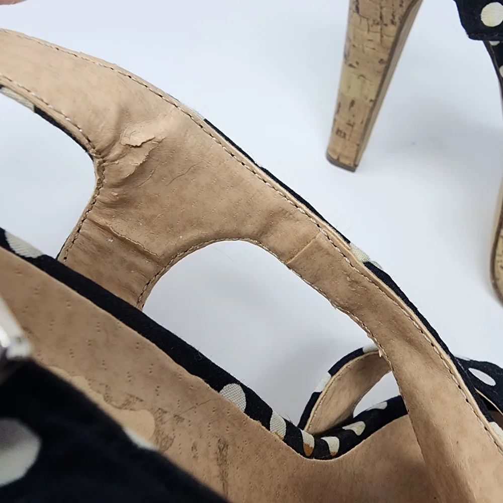Madden Girl polka dot fabric cork high‎ heeled platform 6.5